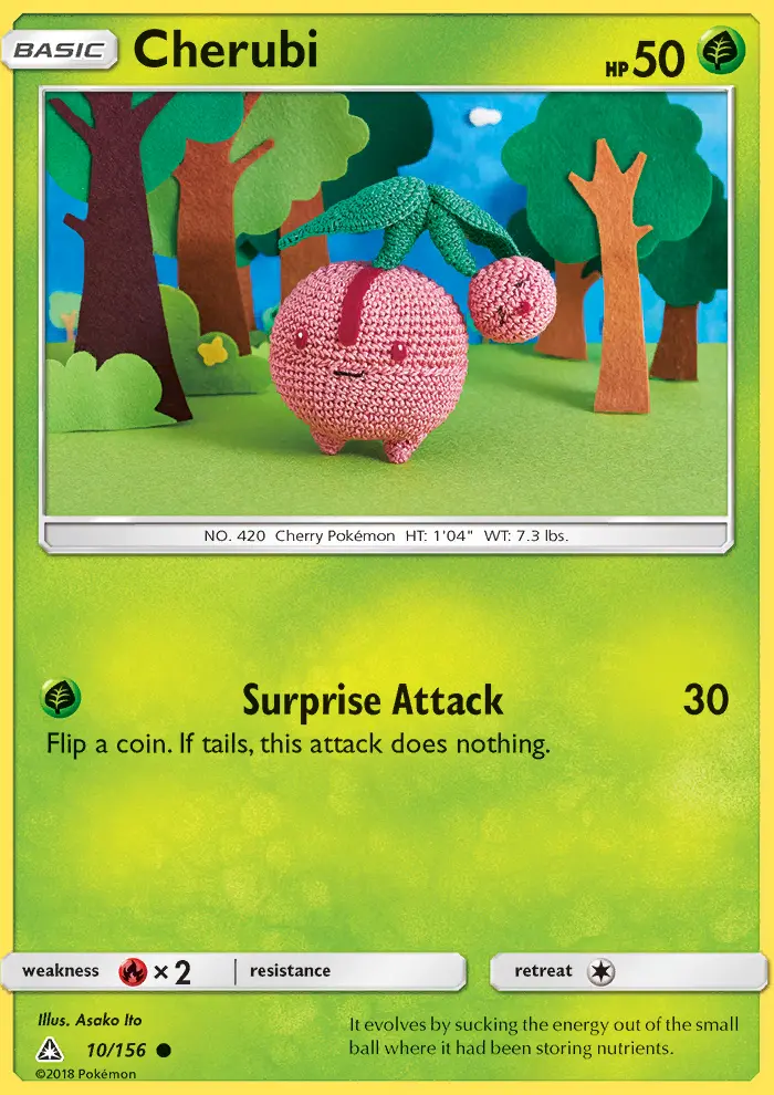 Cherubi Common Pokemon card #10 from Ultra Prism