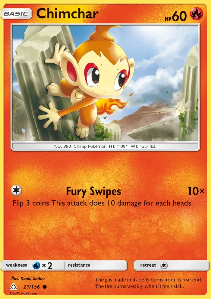 Chimchar Common Pokemon card #21 from Ultra Prism