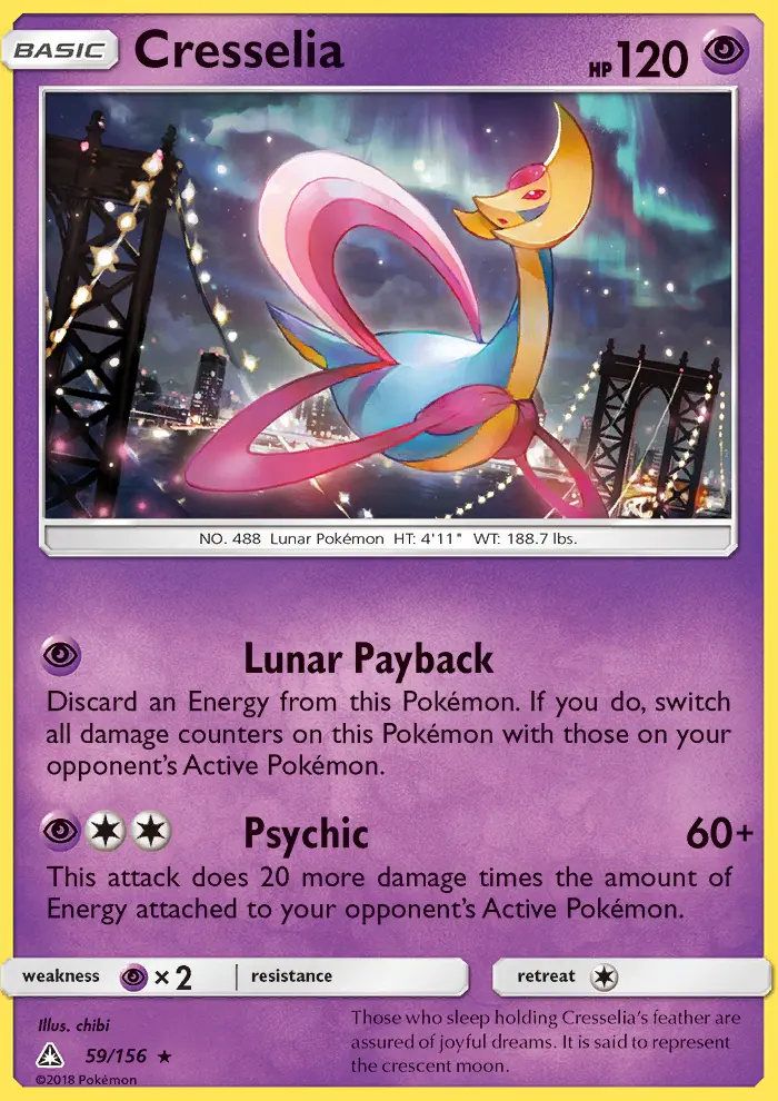 Cresselia Rare Pokemon card #59 from Ultra Prism