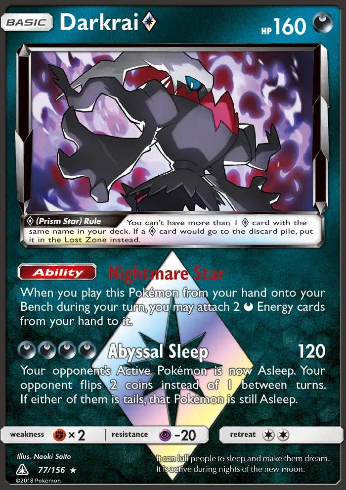 Darkrai ◇ Rare Pokemon card #77 from Ultra Prism