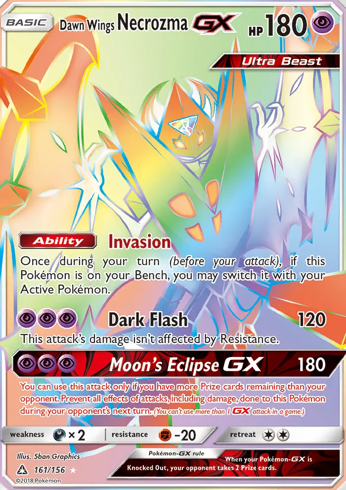 Dawn Wings Necrozma GX Secret Rare Pokemon card #161 from Ultra Prism