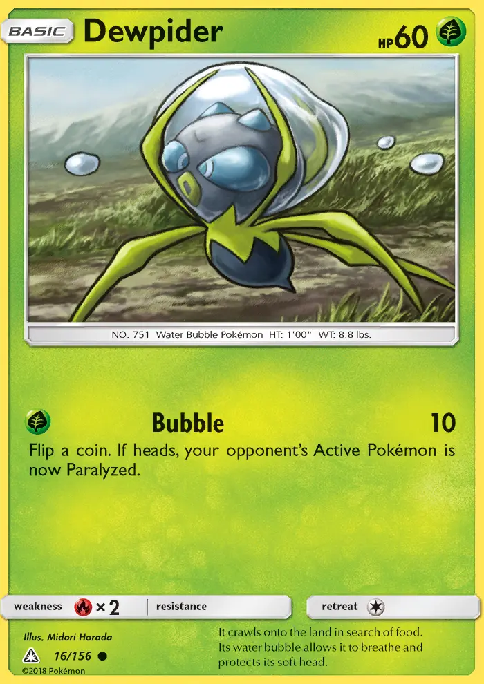 Dewpider Common Pokemon card #16 from Ultra Prism