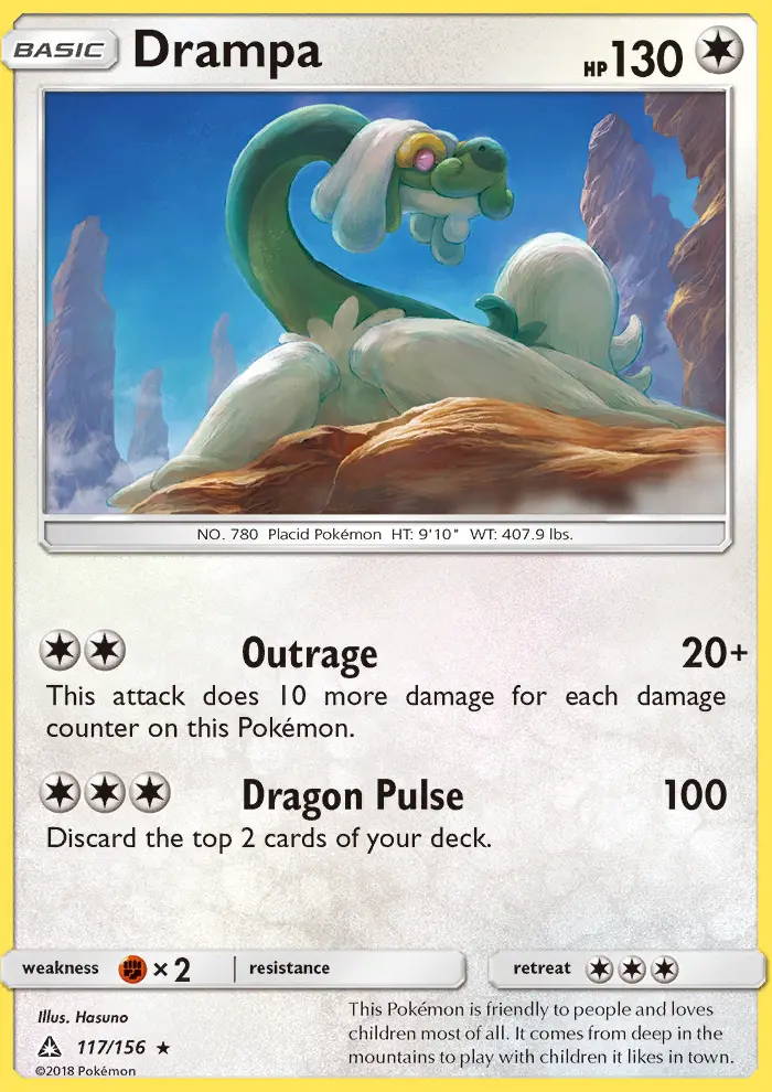 Drampa Rare Pokemon card #117 from Ultra Prism