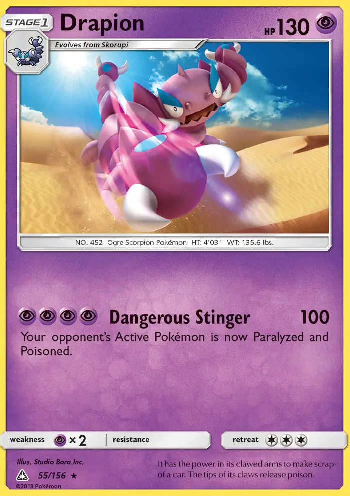Drapion Rare Pokemon card #55 from Ultra Prism