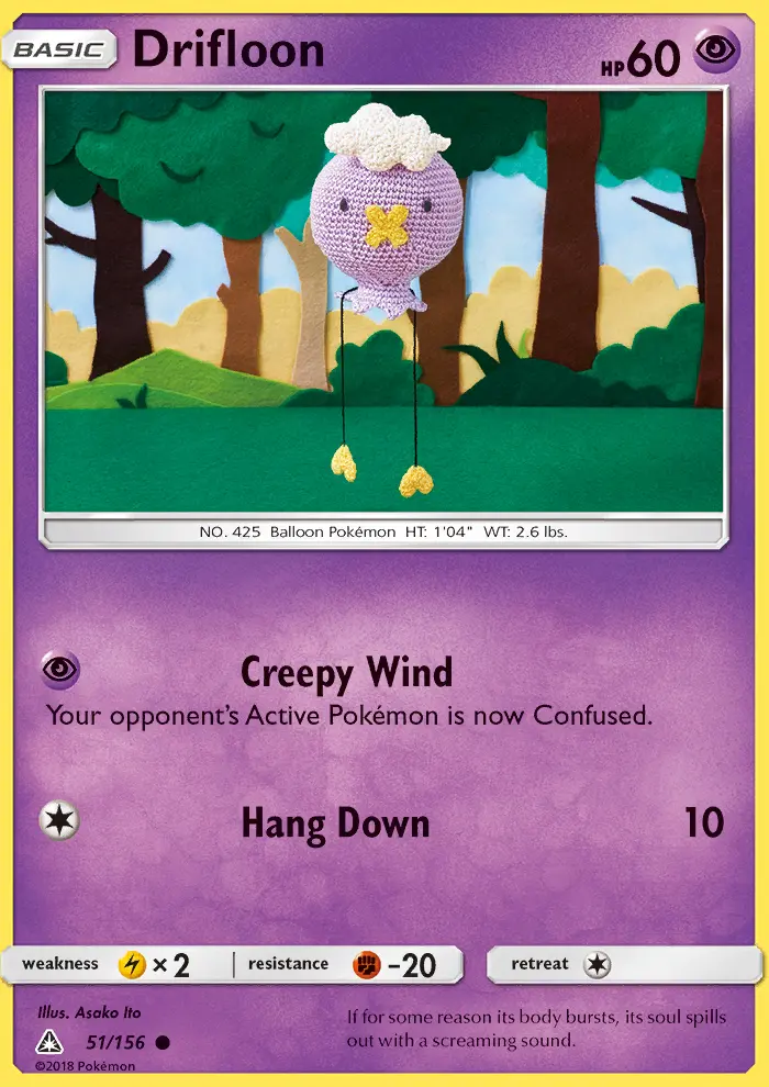 Drifloon Common Pokemon card #51 from Ultra Prism