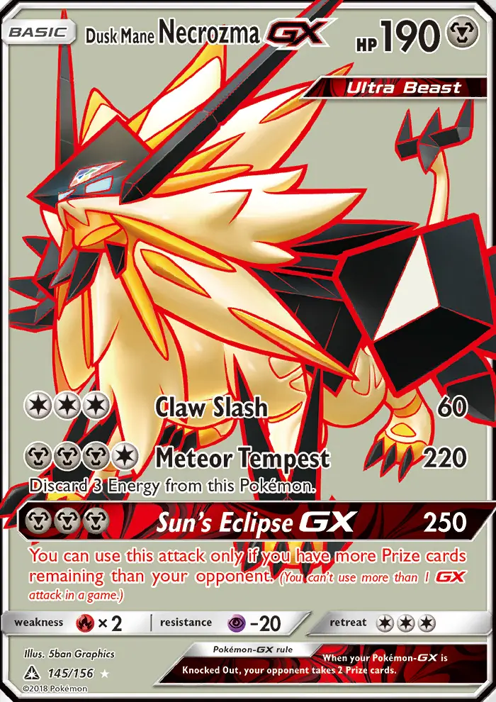 Dusk Mane Necrozma GX Ultra Rare Pokemon card #145 from Ultra Prism