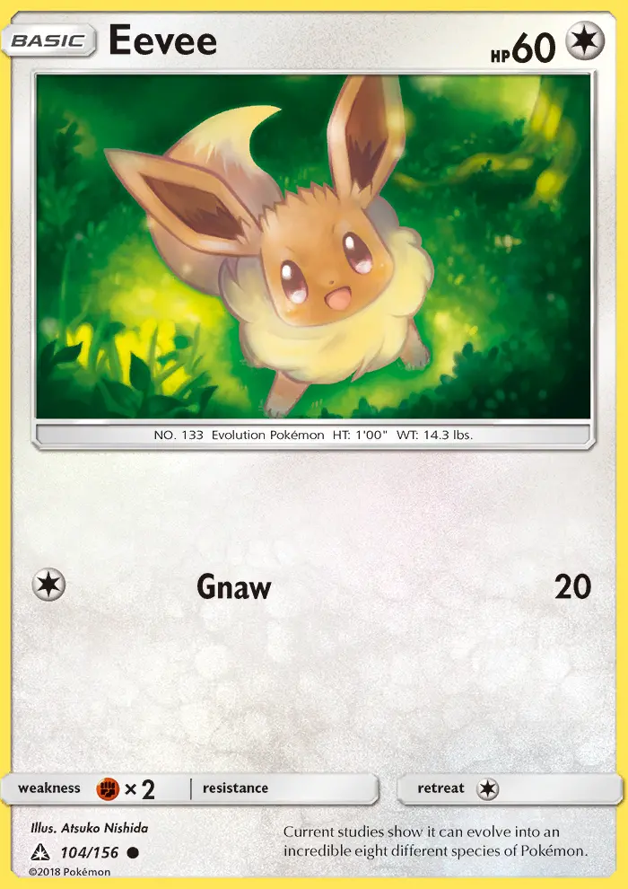 Eevee Common Pokemon card #104 from Ultra Prism