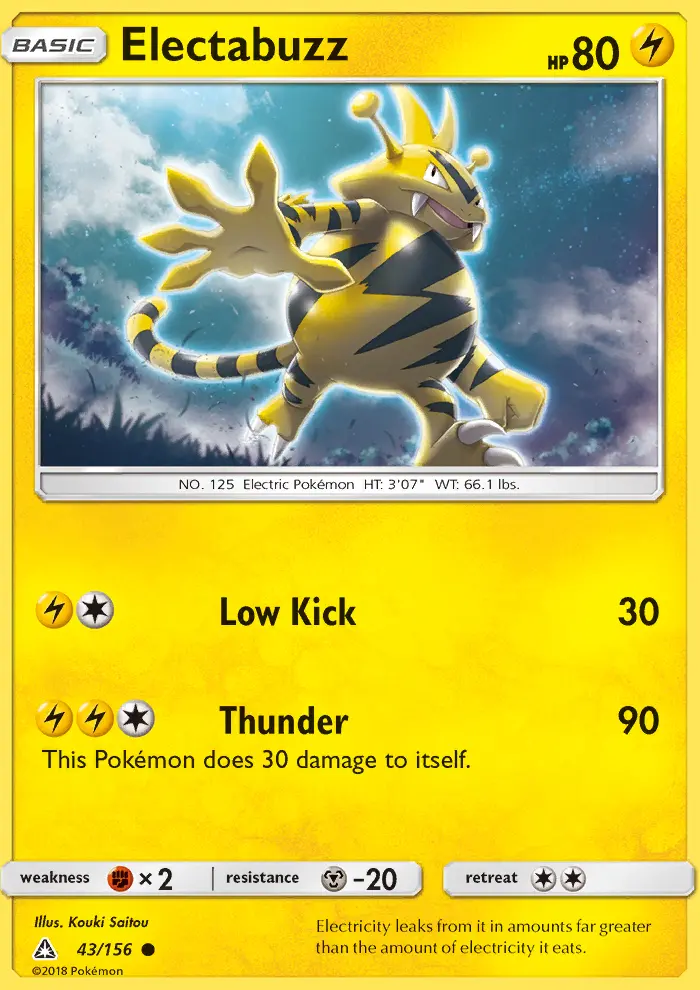 Electabuzz Common Pokemon card #43 from Ultra Prism