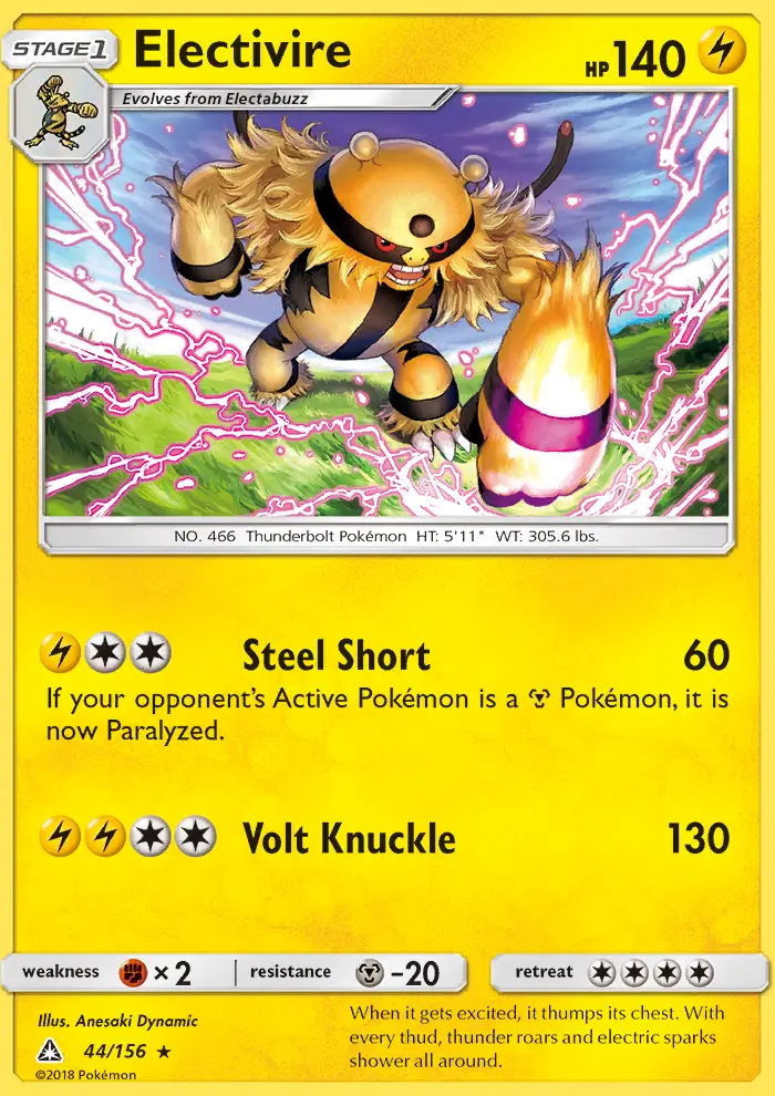Electivire Rare Pokemon card #44 from Ultra Prism