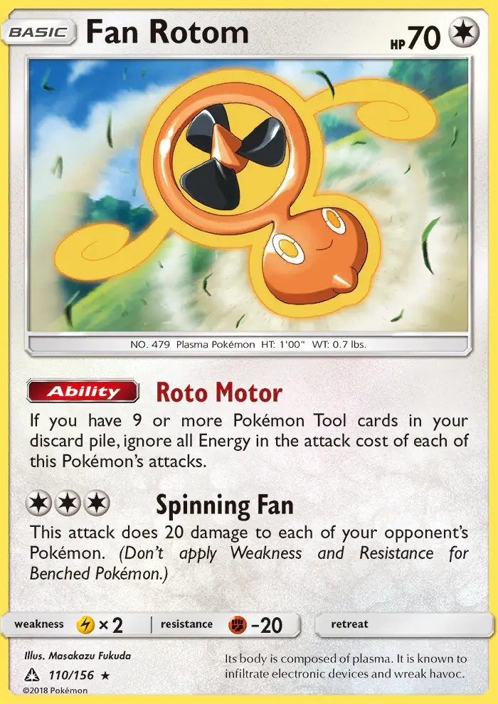Fan Rotom Rare Pokemon card #110 from Ultra Prism