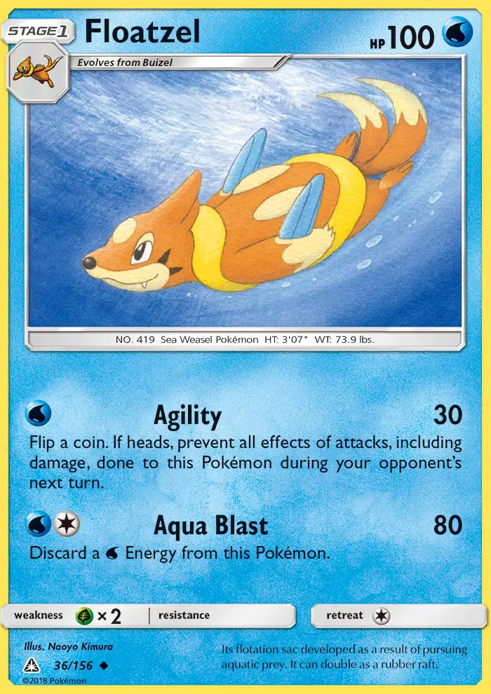Floatzel Uncommon Pokemon card #36 from Ultra Prism