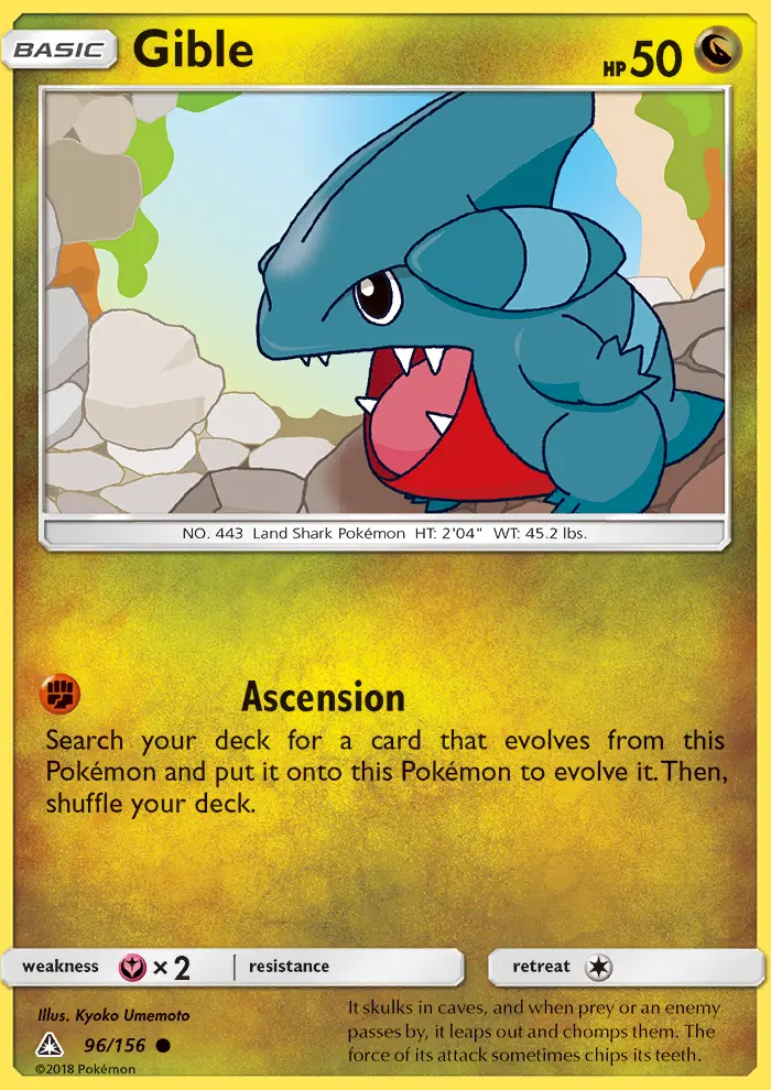 Gible Common Pokemon card #96 from Ultra Prism