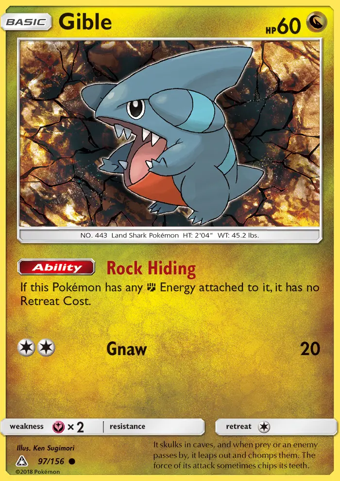 Gible Common Pokemon card #97 from Ultra Prism