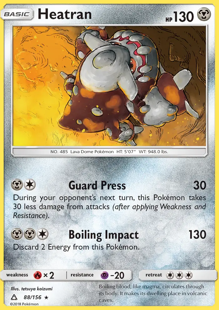 Heatran Rare Pokemon card #88 from Ultra Prism