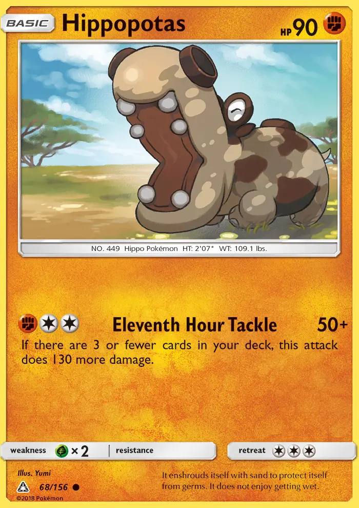 Hippopotas Common Pokemon card #68 from Ultra Prism