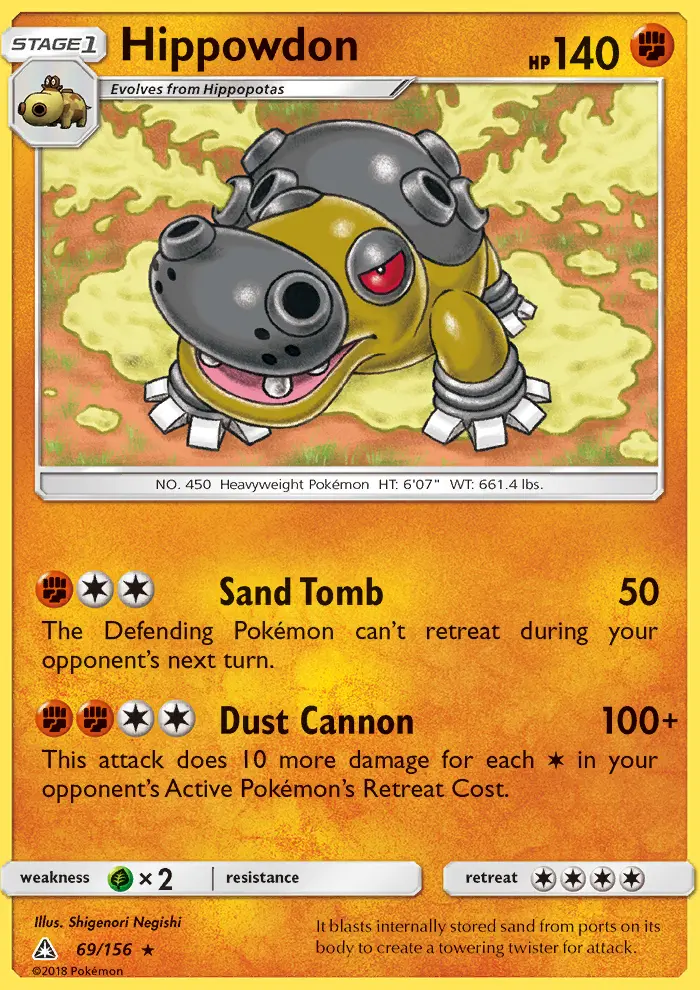 Hippowdon Rare Pokemon card #69 from Ultra Prism