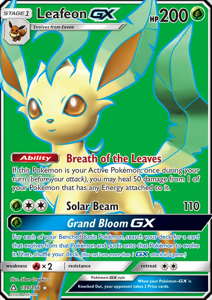 Leafeon GX Ultra Rare Pokemon card #139 from Ultra Prism