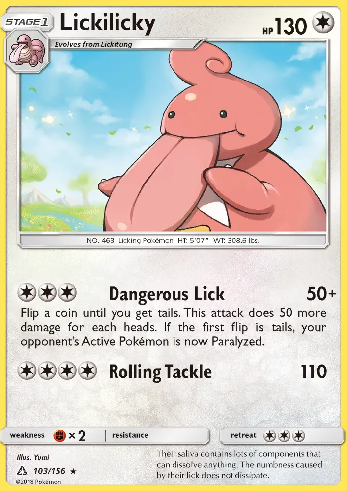 Lickilicky Rare Pokemon card #103 from Ultra Prism