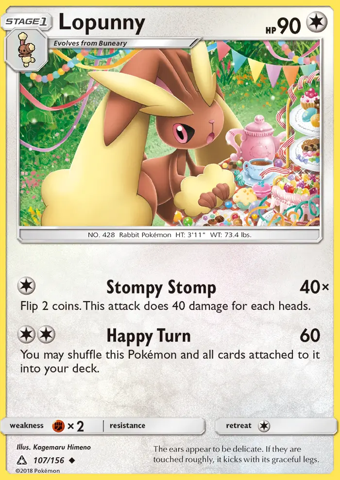 Lopunny Uncommon Pokemon card #107 from Ultra Prism