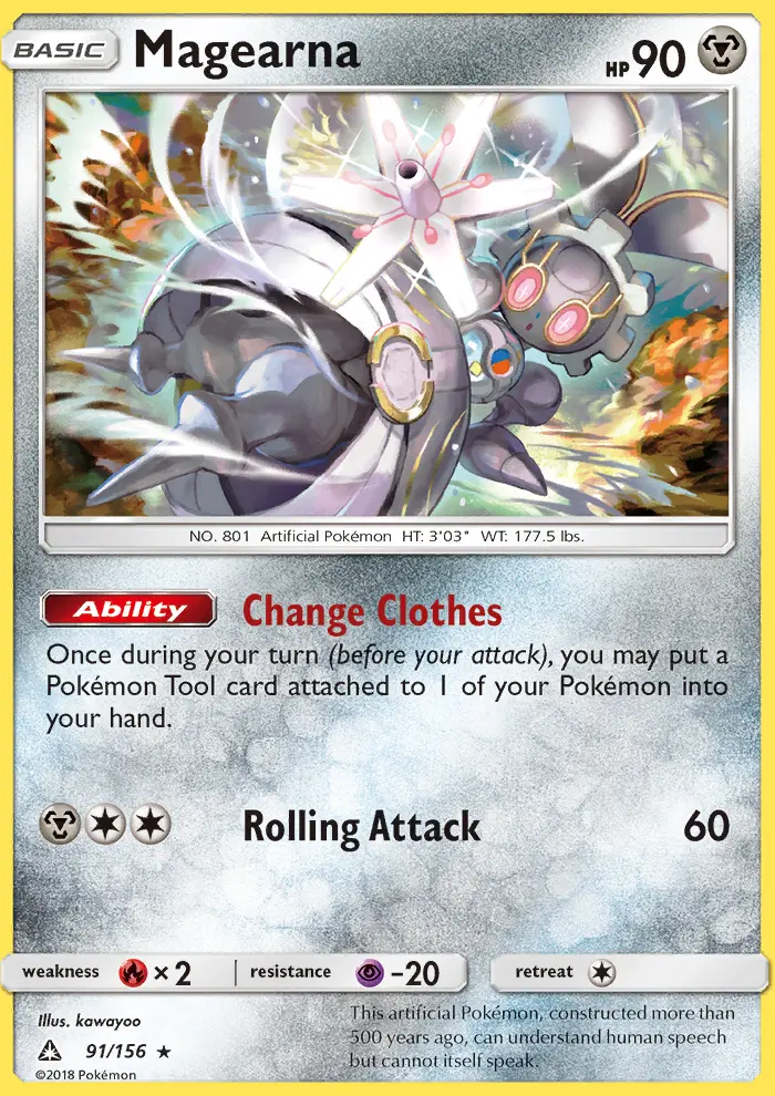 Magearna Rare Pokemon card #91 from Ultra Prism