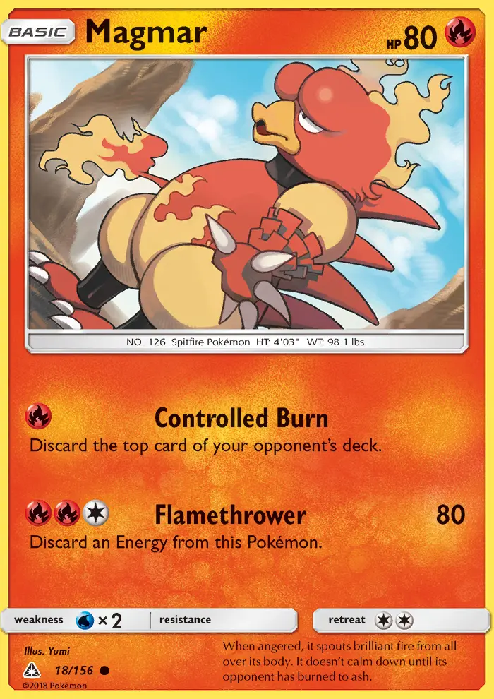 Magmar Common Pokemon card #18 from Ultra Prism