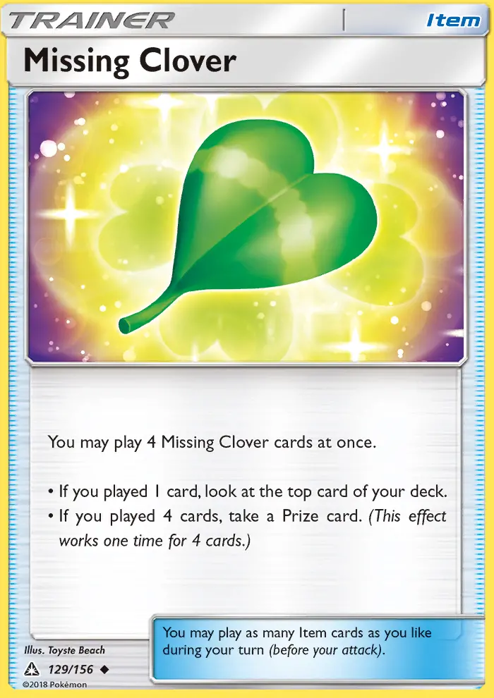 Missing Clover Uncommon Pokemon card #129 from Ultra Prism