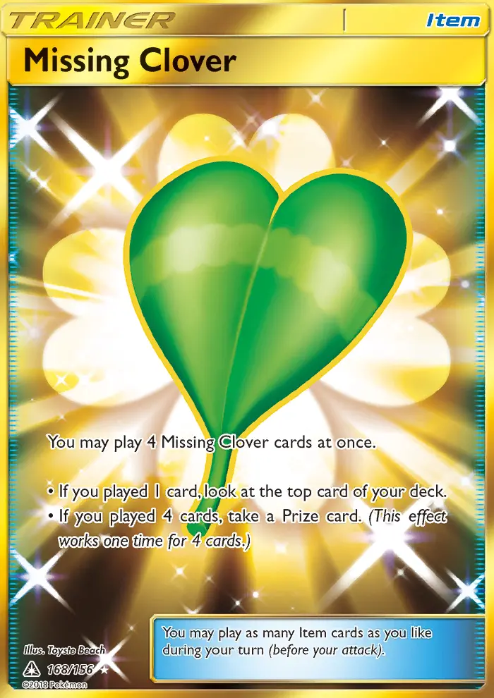 Missing Clover Secret Rare Pokemon card #168 from Ultra Prism