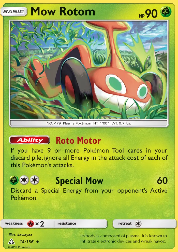 Mow Rotom Rare Pokemon card #14 from Ultra Prism