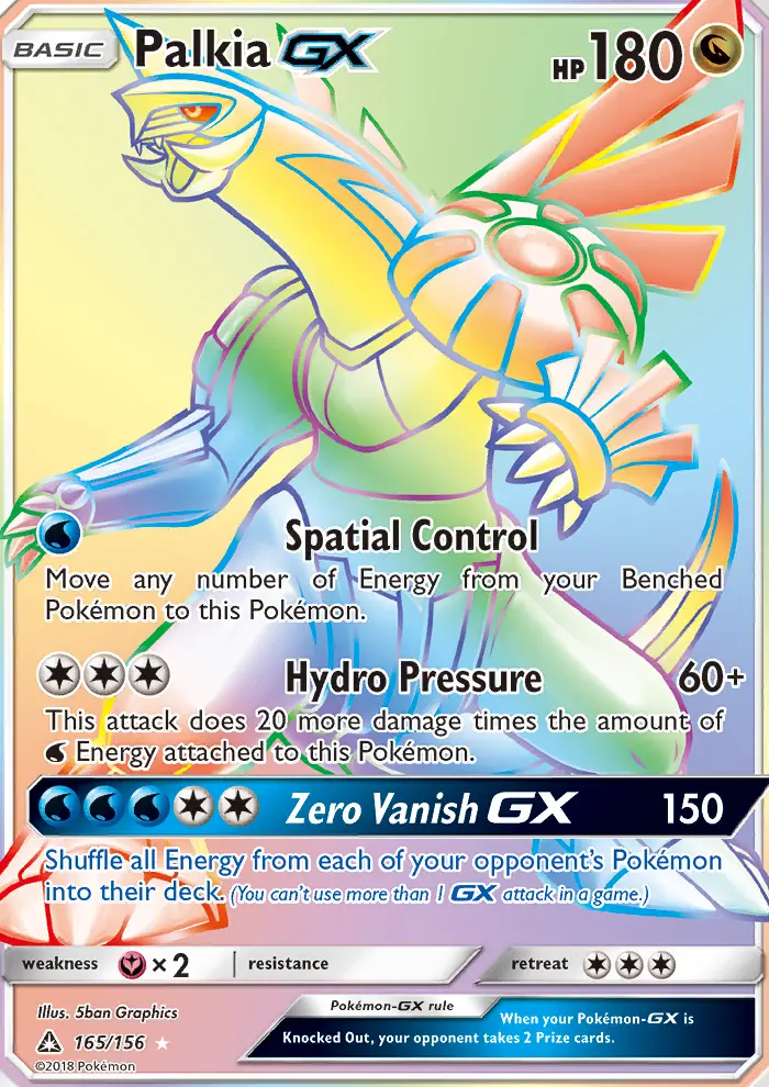 Palkia GX Secret Rare Pokemon card #165 from Ultra Prism