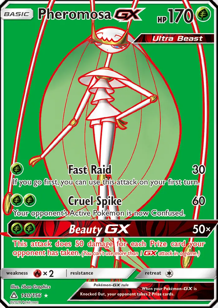 Pheromosa GX Ultra Rare Pokemon card #140 from Ultra Prism