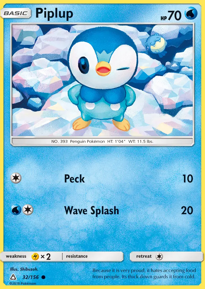 Piplup Common Pokemon card #32 from Ultra Prism