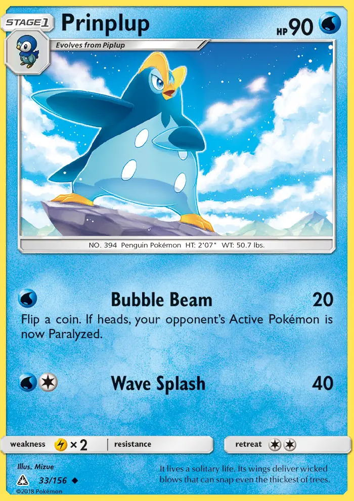 Prinplup Uncommon Pokemon card #33 from Ultra Prism