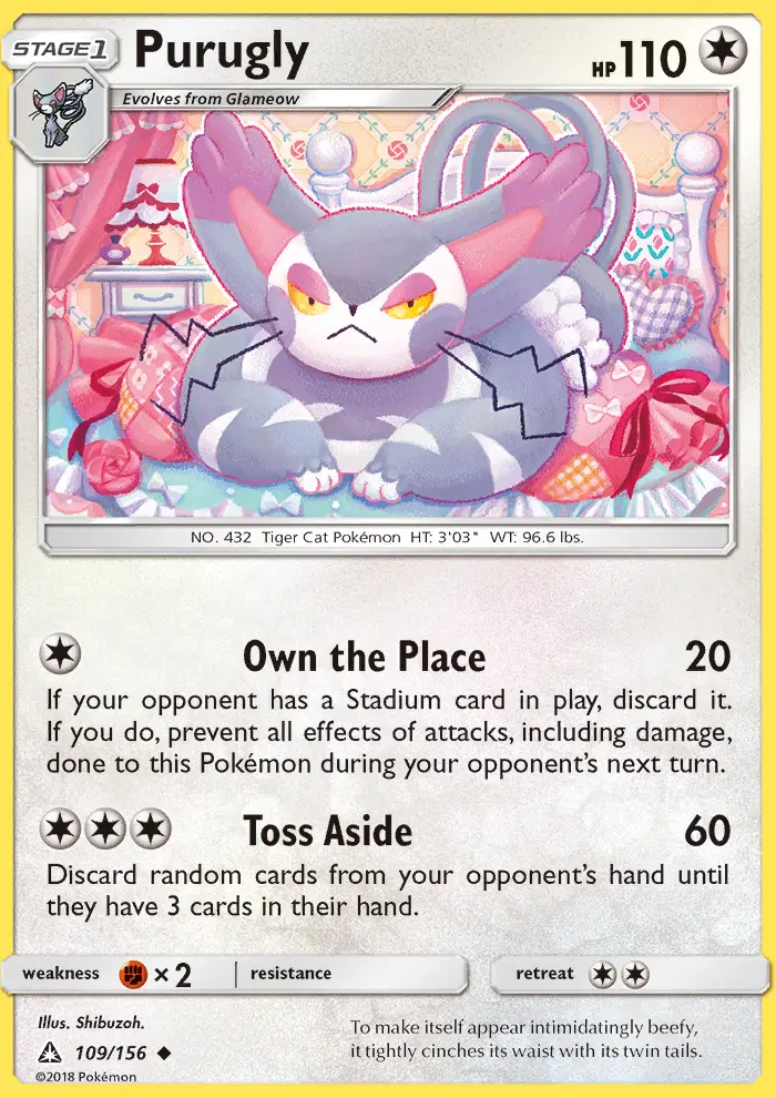 Purugly Uncommon Pokemon card #109 from Ultra Prism