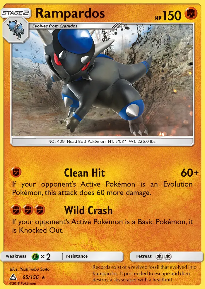 Rampardos Rare Pokemon card #65 from Ultra Prism