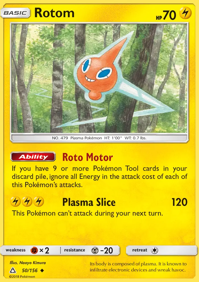Rotom Uncommon Pokemon card #50 from Ultra Prism