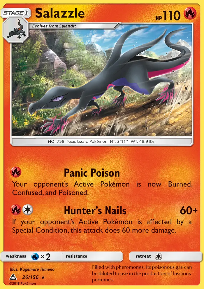 Salazzle Rare Pokemon card #26 from Ultra Prism