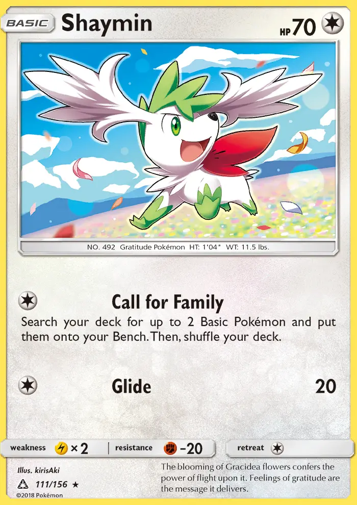 Shaymin Rare Pokemon card #111 from Ultra Prism