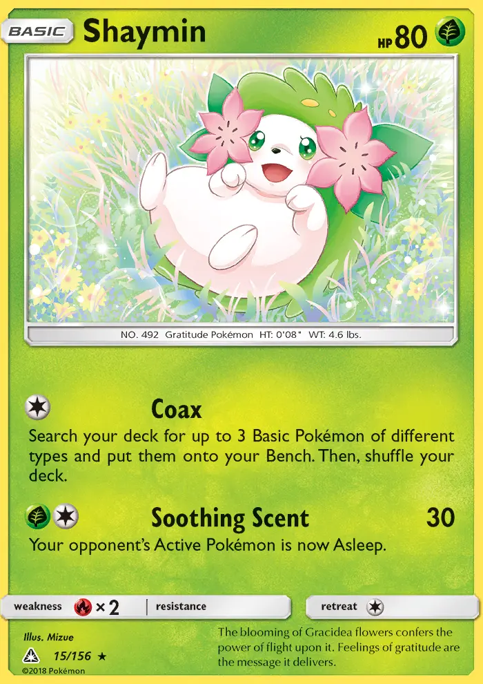 Shaymin Rare Pokemon card #15 from Ultra Prism