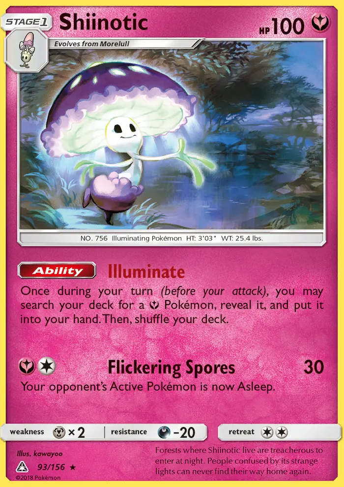 Shiinotic Rare Pokemon card #93 from Ultra Prism