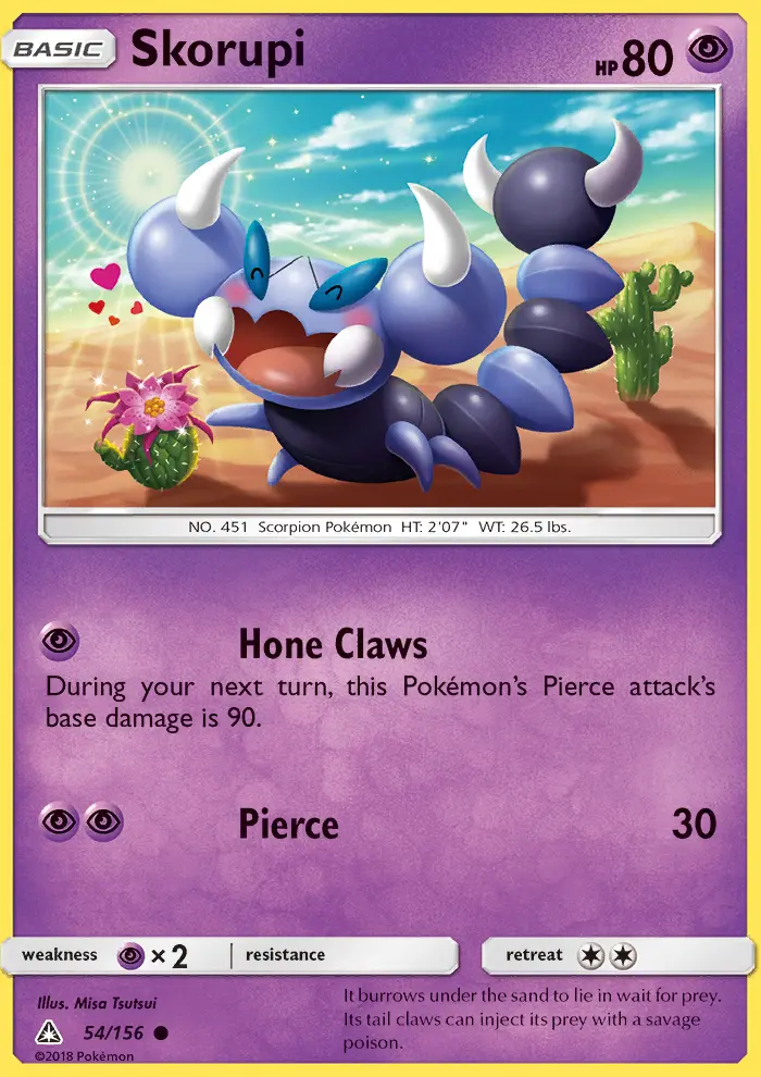 Skorupi Common Pokemon card #54 from Ultra Prism