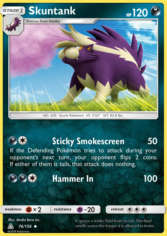 Skuntank Uncommon Pokemon card #76 from Ultra Prism