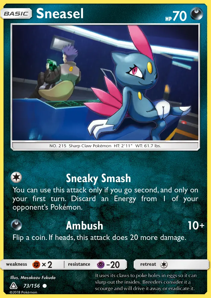 Sneasel Common Pokemon card #73 from Ultra Prism