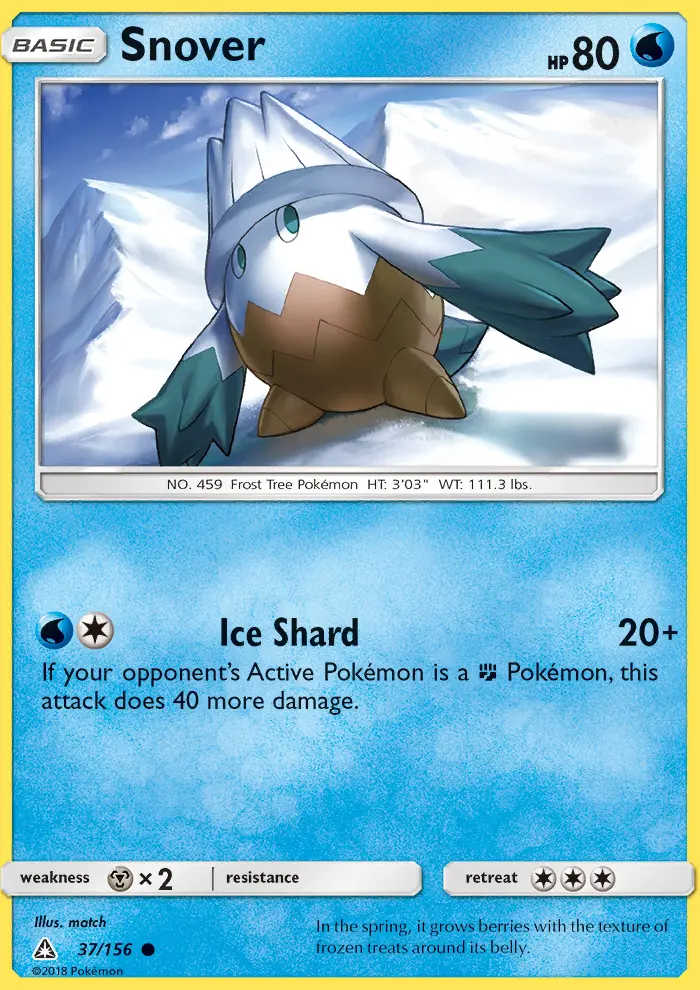 Snover Common Pokemon card #37 from Ultra Prism