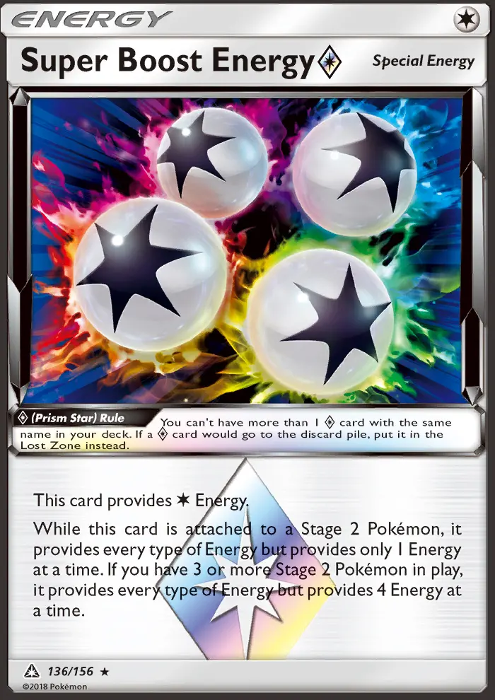 Super Boost Energy ◇ Rare Pokemon card #136 from Ultra Prism
