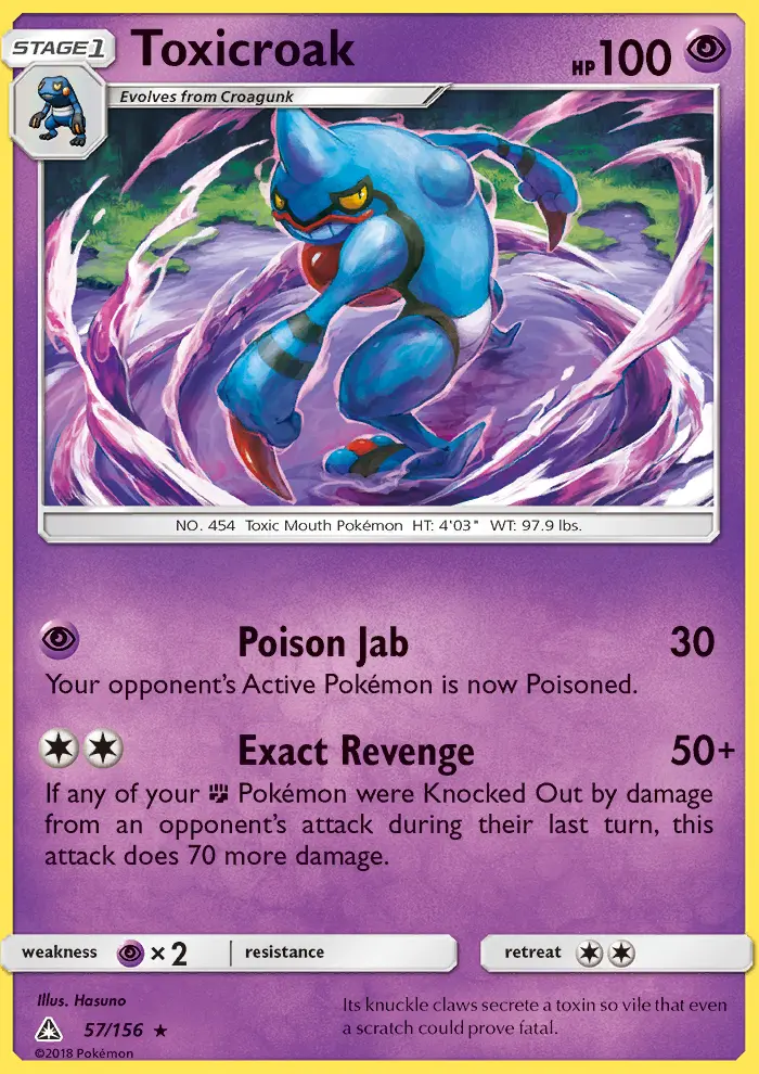 Toxicroak Rare Pokemon card #57 from Ultra Prism