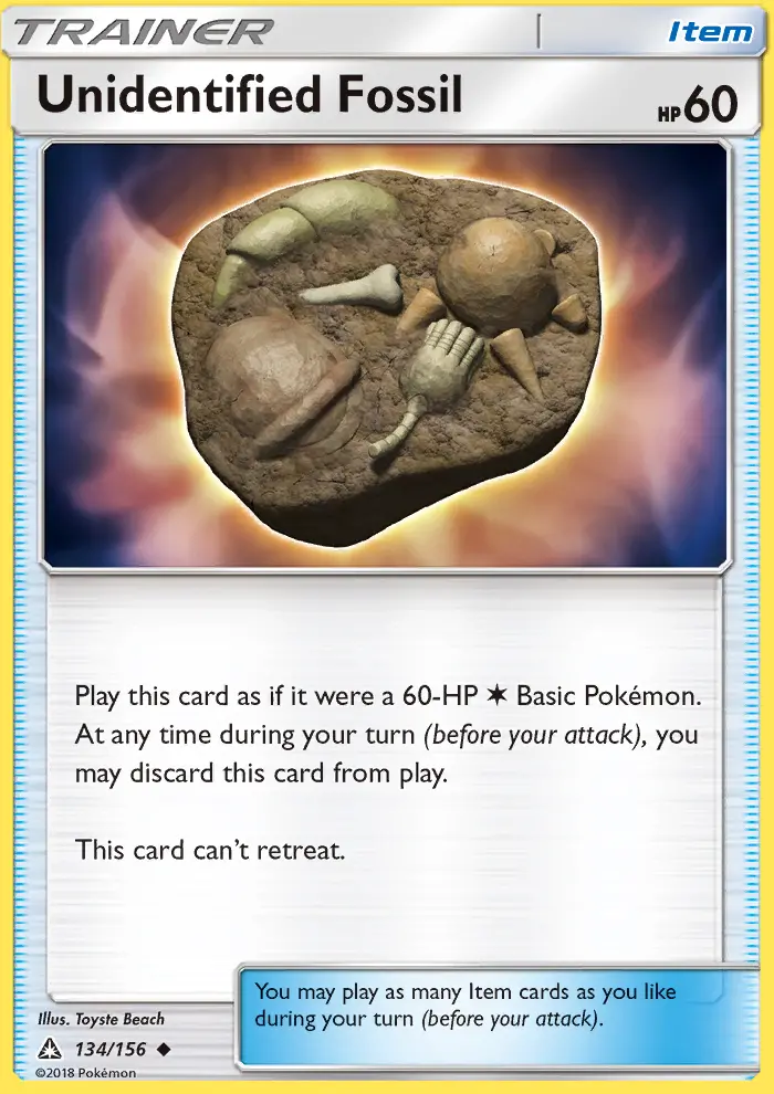 Unidentified Fossil Uncommon Pokemon card #134 from Ultra Prism
