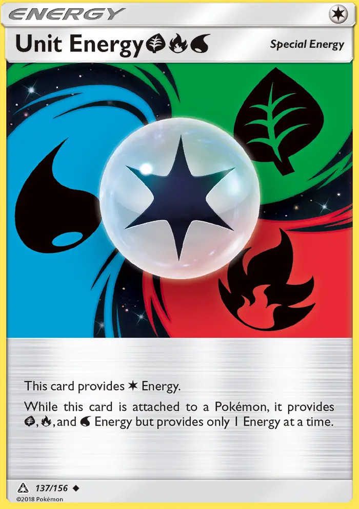 Unit Energy GrassFireWater Uncommon Pokemon card #137 from Ultra Prism