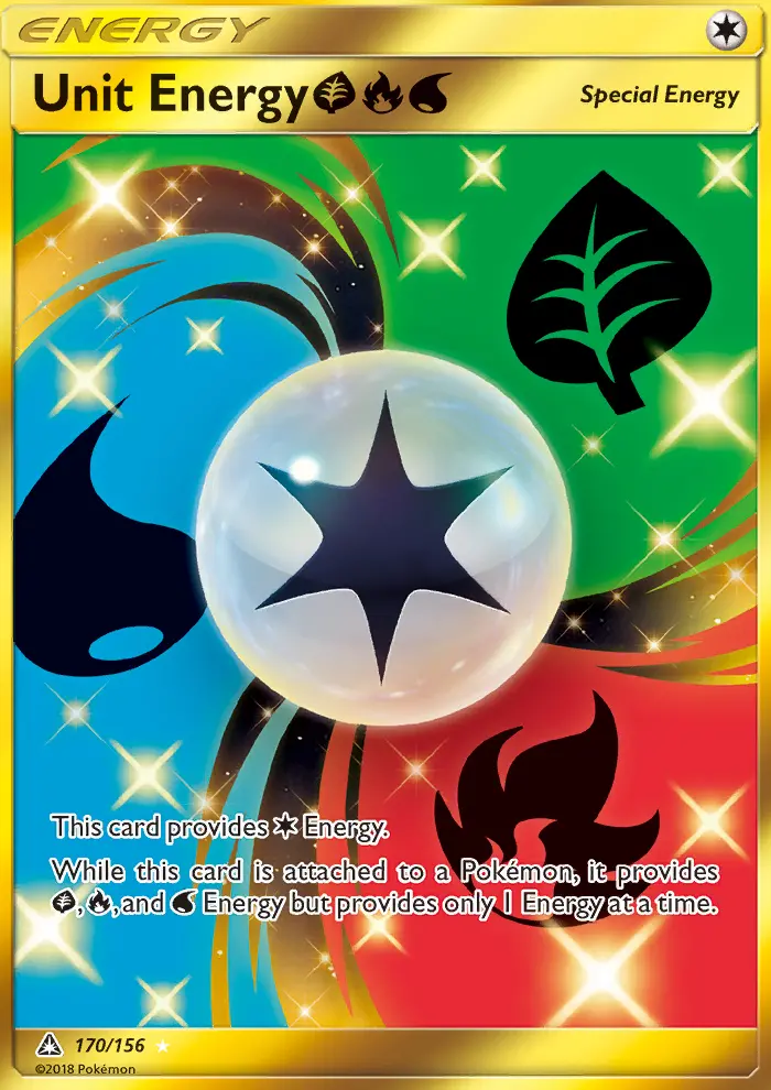 Unit Energy GrassFireWater Secret Rare Pokemon card #170 from Ultra Prism