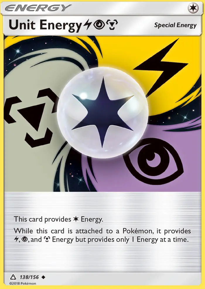 Unit Energy LightningPsychicMetal Uncommon Pokemon card #138 from Ultra Prism