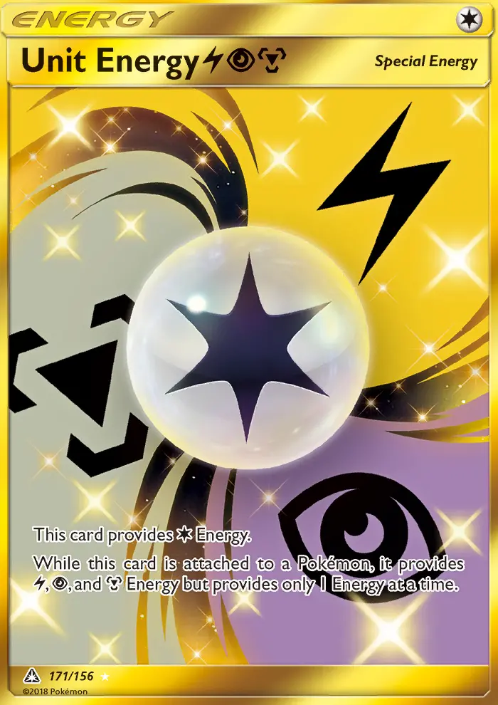 Unit Energy LightningPsychicMetal Secret Rare Pokemon card #171 from Ultra Prism